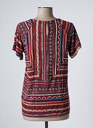 Tricou imprimeu fantezie mâneci scurte maro AGATHE & LOUISE femeie