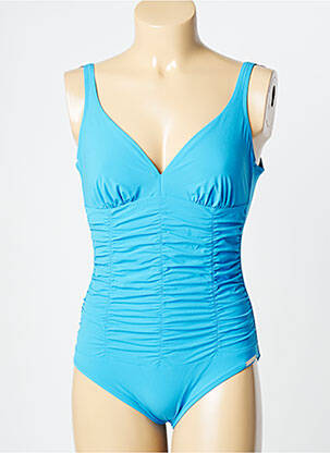 Costum de baie dintr-o singură piesă efect material satinat top triunghiuri albastru LISE CHARMEL femeie