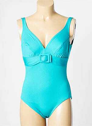 Costum de baie dintr-o singură piesă efect material satinat top triunghiuri albastru ANTIGEL femeie