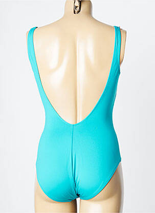 Costum de baie dintr-o singură piesă efect material satinat top triunghiuri albastru ANTIGEL femeie