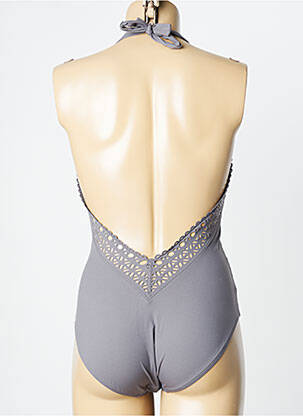Costum de baie dintr-o singură piesă efect material satinat top triunghiuri gri LISE CHARMEL femeie