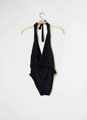 Costum de baie dintr-o singură piesă efect material satinat top triunghiuri negru NICOLE OLIVIER femeie