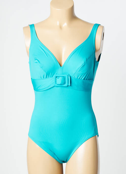 Costum de baie dintr-o singură piesă efect material satinat top triunghiuri albastru ANTIGEL femme