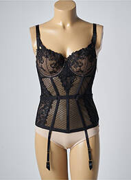 Corset/jartieră efect material satinat negru AUBADE femme
