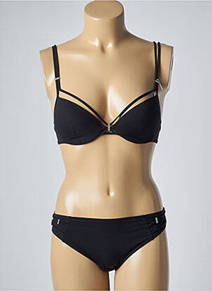 Costum de baie din două piese închidere cu agrafă top sutien push-up negru LISE CHARMEL femeie