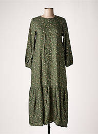 Rochie midi imprimeu fantezie mâneci lungi verde PAN femme