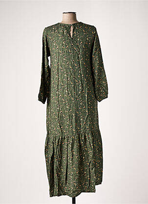 Rochie midi imprimeu fantezie mâneci lungi verde PAN femeie