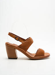 Sandale/pantofi decupați țesătură satinată toc de 7 la 9 cm maro PANTANETTI femme