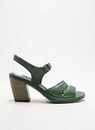 Sandale/pantofi decupați țesătură satinată toc de 7 la 9 cm verde PANTANETTI femme
