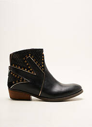 Botine/ghete țesătură satinată toc plat până la 3 cm negru ALIWELL femme