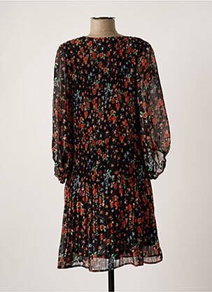 Rochie midi imprimeu floral mâneci lungi negru ICHI femeie