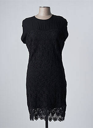 Rochie midi țesătură crep mâneci scurte negru ET COMPAGNIE femeie