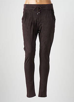 Pantalon slim talie elastică mărime normală maro SYM femeie