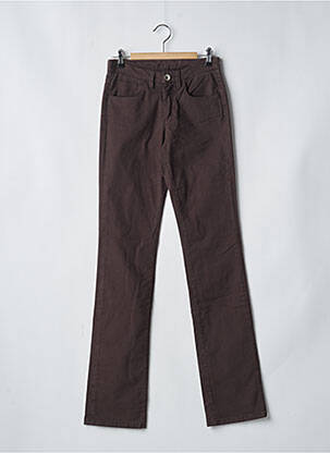 Pantalon slim țesătură poplin mărime normală maro DENIM STUDIO femeie