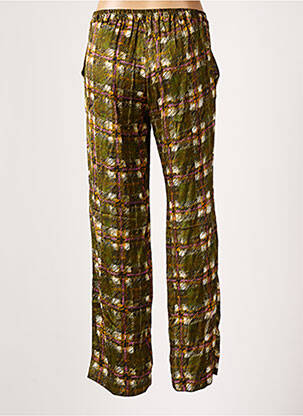 Pantalon larg croială fluidă talie înaltă verde TOUPY femeie