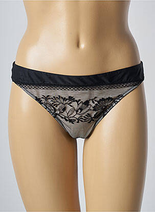 Tanga efect material satinat negru WACOAL femeie