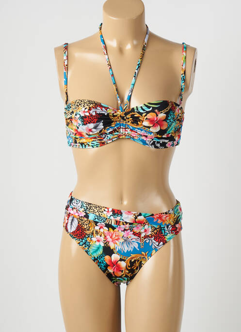 Costum de baie din două piese închidere cu agrafă sutien cupe întregi cu decolteu înalt negru LOLITA ANGELS femme