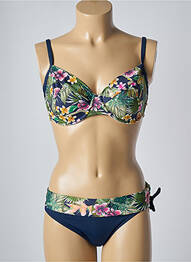 Costum de baie din două piese elasticitate sutien balconet cu decolteu înalt albastru O'SALEE femeie