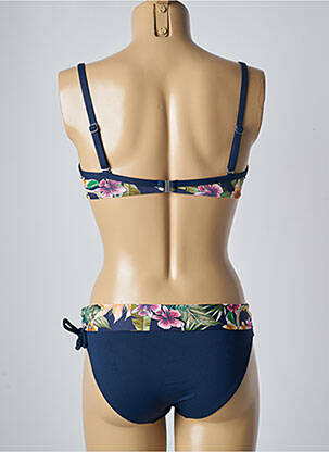 Costum de baie din două piese elasticitate sutien balconet cu decolteu înalt albastru O'SALEE femeie