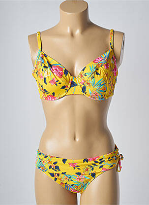 Costum de baie din două piese elasticitate sutien balconet cu decolteu înalt galben O'SALEE femeie