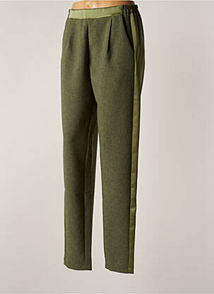 Pantalon slim talie elastică mărime normală verde STUDIO PARISIEN femeie