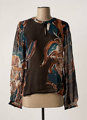 Bluză imprimeu fantezie mâneci lungi negru CREAM femme