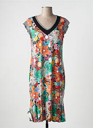 Rochie midi imprimeu floral mâneci scurte verde TELMAIL femme