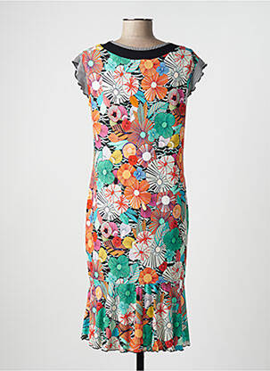 Rochie midi imprimeu floral mâneci scurte verde TELMAIL femeie