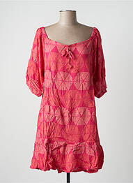 Rochie midi imprimeu fantezie mâneci scurte roz SINOE BY BAMBOO'S femeie