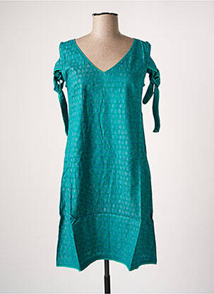Rochie midi imprimeu fantezie mâneci scurte verde BAMBOO'S femeie