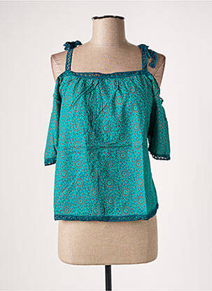 Bluză țesătură poplin mâneci 3/4 verde BAMBOO'S femeie