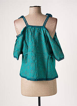 Bluză țesătură poplin mâneci 3/4 verde BAMBOO'S femeie