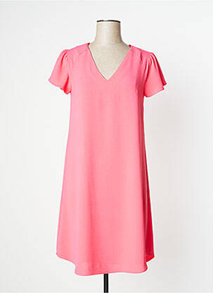Rochie midi croială fluidă mâneci scurte roz TINTA STYLE femeie