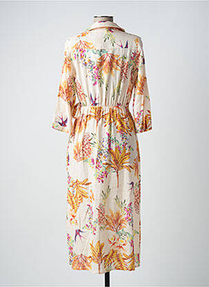Rochie lungă imprimeu floral mâneci 3/4 bej DIANE LAURY femeie