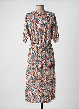 Rochie midi croială fluidă mâneci 3/4 bej DIANE LAURY femeie