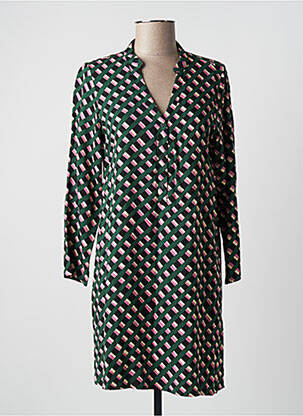 Rochie scurtă croială fluidă mâneci lungi verde COMPAÑIA FANTASTICA femeie