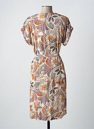 Rochie midi imprimeu floral mâneci scurte bej DIANE LAURY femeie