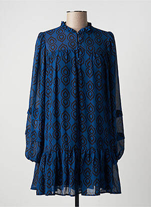 Rochie scurtă mâneci lungi mâneci lungi albastru LAURE + MAX femeie