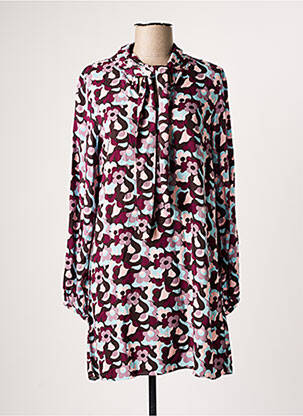 Rochie scurtă croială fluidă mâneci lungi violet COMPAÑIA FANTASTICA femeie