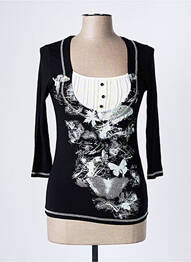 Top țesătură jersey mâneci 3/4 negru SUZANNA femme