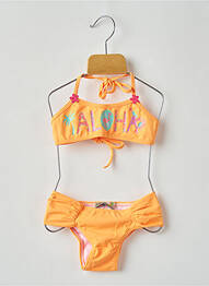 Costum de baie din două piese efect material satinat portocaliu RECCO NEW BEACH fille