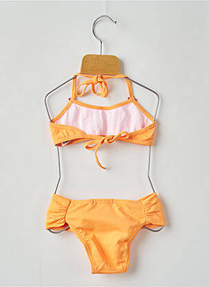 Costum de baie din două piese efect material satinat portocaliu RECCO NEW BEACH fată