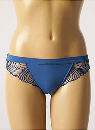 Tanga efect material satinat albastru SIMONE PERELE femeie