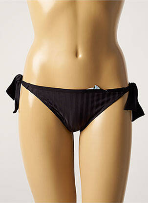 Chiloți de baie efect material satinat bikini negru CHERRY BEACH femeie