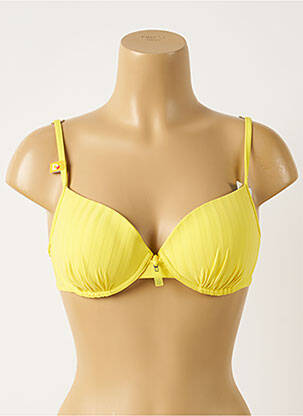Sutien de costum de baie elasticitate sutien cupe întregi cu decolteu înalt galben CHERRY BEACH femeie