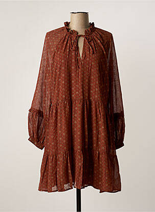 Rochie midi imprimeu fantezie mâneci lungi maro MOLLY BRACKEN femeie