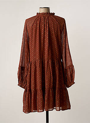 Rochie midi imprimeu fantezie mâneci lungi maro MOLLY BRACKEN femeie