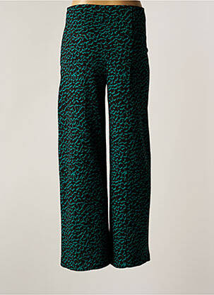 Pantalon drept elasticitate talie înaltă verde ICHI femeie