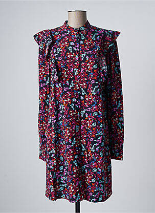Rochie midi imprimeu floral mâneci lungi albastru PIECES femeie