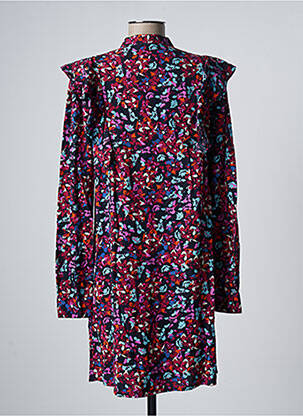 Rochie midi imprimeu floral mâneci lungi albastru PIECES femeie